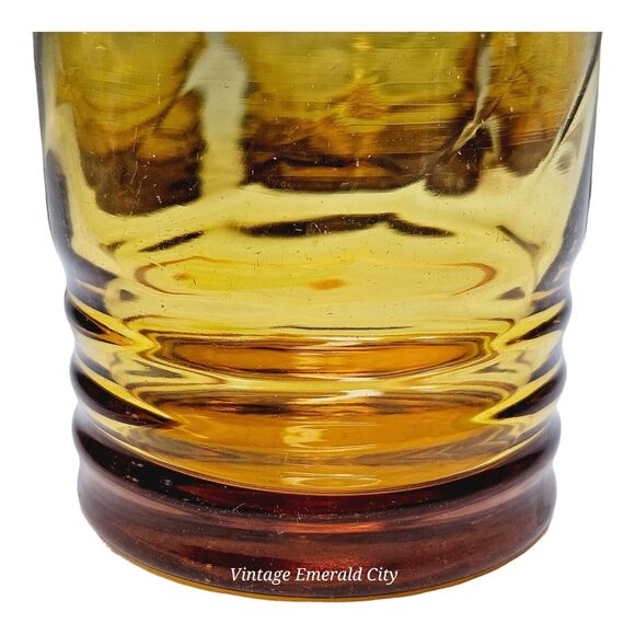 Vtg Amber Juice Glasses Tumbler Set Of 4 Optic Swirl by Libbey Malibu Honeycomb - Picture 7 of 14